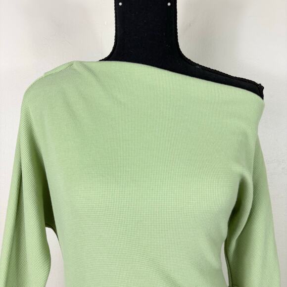 Free People We The Free Off Shoulder Long Sleeve Fuji Thermal Top in Misty Path - Picture 3 of 9